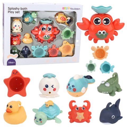 Zestaw Zabawek Do Kąpieli Krab Zwierzęta Morskie 12 el LEAN Toys