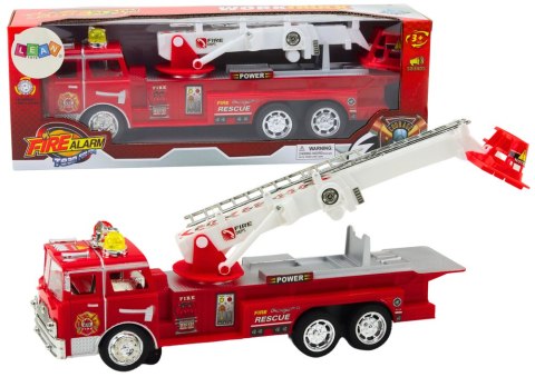 Wóz Strażacki Czerwony Z Wysięgnikiem Światła Dźwięki LEAN Toys