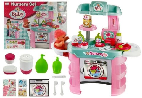 Zestaw Do Opieki Niemowlaka Stolik Akcesoria Pralka LEAN Toys