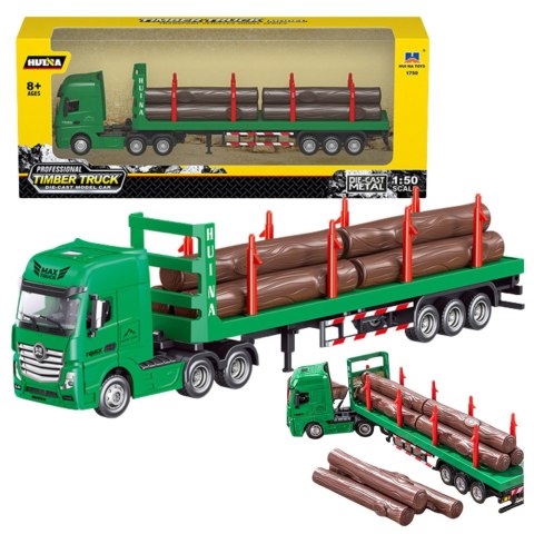 Ciężarówka Transport Drewna Metalowa Huina 1:50 Zielona HUINA