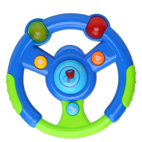 Interaktywna Kierownica Dla Malucha Światła Dźwięki Zielono-Niebieska LEAN Toys