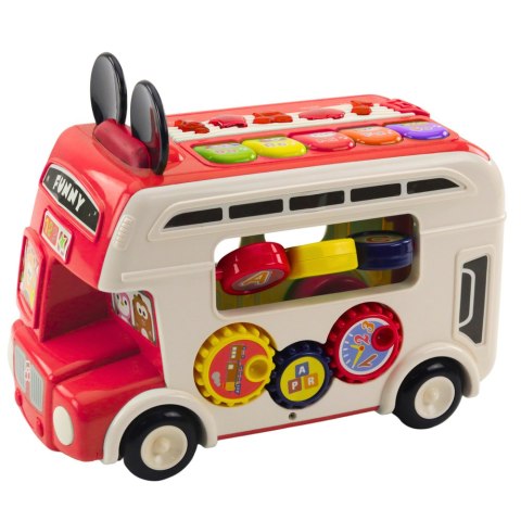 Interaktywny Autobus Edukacyjny Sorter Światła Dźwięki Czerwony LEAN Toys