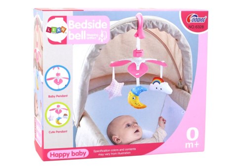 Karuzela Do Łóżeczka Na Baterie Klips Uniwersalny Pluszowe Zawieszki Różowa LEAN Toys