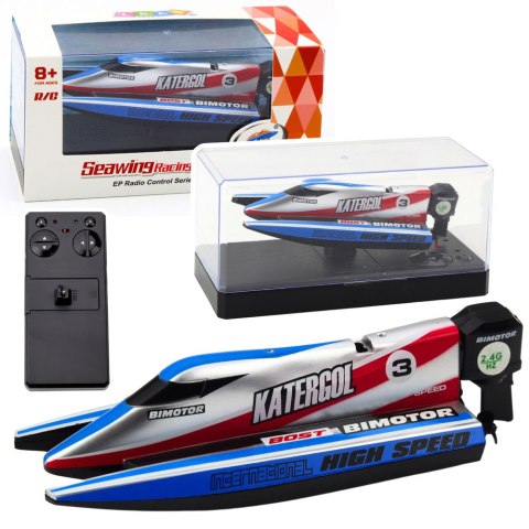 Łódź Motorówka Zdalnie Sterowana RC Niebiesko-Srebrna 14cm LEAN Toys