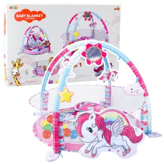 Mata Edukacyjna Dla Niemowląt Basen Na Kulki 3w1 Jednorożec Różowa LEAN Toys
