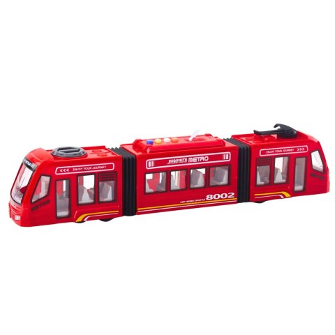 Metro Miejskie Tramwaj Otwierane Drzwi Światła Dźwięki Czerwone 1:16 LEAN Toys