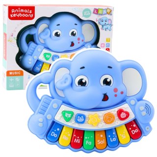 Pianinko Interaktywne Melodie Odgłosy Zwierząt Gama Słonik Niebieski LEAN Toys
