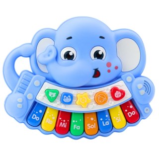 Pianinko Interaktywne Melodie Odgłosy Zwierząt Gama Słonik Niebieski LEAN Toys