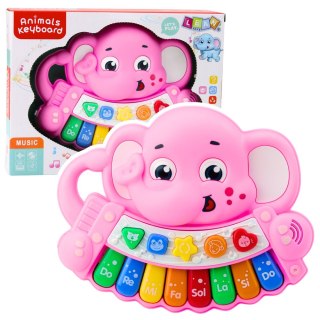 Pianinko Interaktywne Melodie Odgłosy Zwierząt Gama Słonik Różowy LEAN Toys