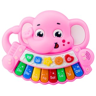 Pianinko Interaktywne Melodie Odgłosy Zwierząt Gama Słonik Różowy LEAN Toys