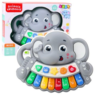 Pianinko Interaktywne Melodie Odgłosy Zwierząt Gama Słonik Szary LEAN Toys