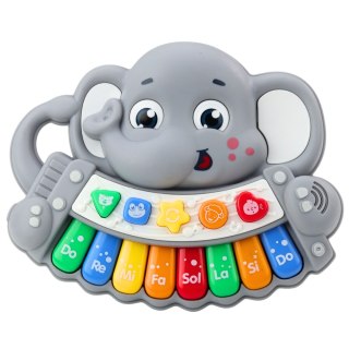 Pianinko Interaktywne Melodie Odgłosy Zwierząt Gama Słonik Szary LEAN Toys