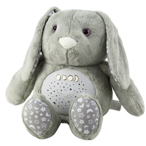 Pluszowy Królik Usypiająca Przytulanka Projektor Dźwięk Szum Szary LEAN Toys