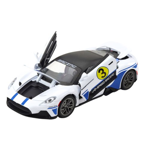 Samochód Metalowy Sportowy Światła Dźwięki Napęd Biały 1:22 LEAN Toys