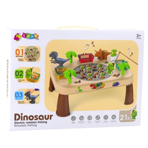 Stolik Do Łowienia Dinozaurów Elektryczny Obrotowa Tarcza Dźwięki LEAN Toys