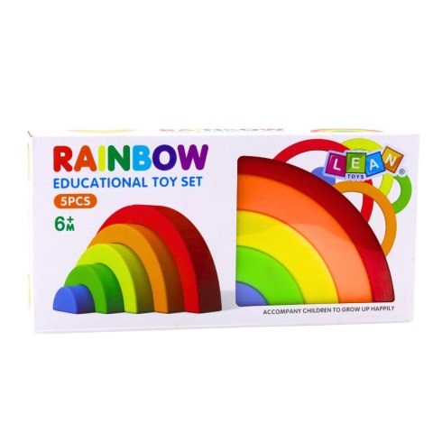 Tęczowa Układanka Dla Malucha Klocki Gumowe Kolorowe 5 szt. LEAN Toys