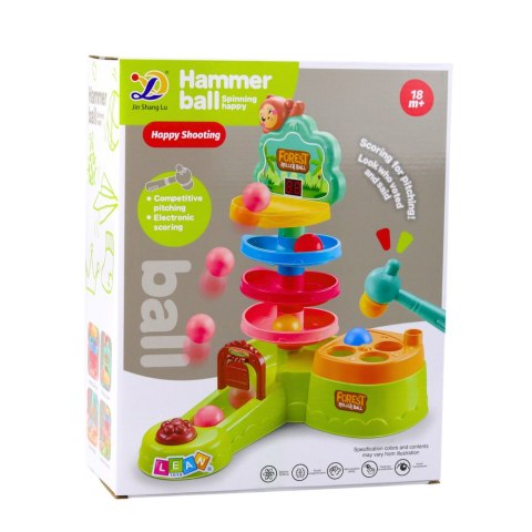 Tor Dla Kulek Interaktywna Zjeżdżalnia Sensoryczna Katapulta Młotek LEAN Toys