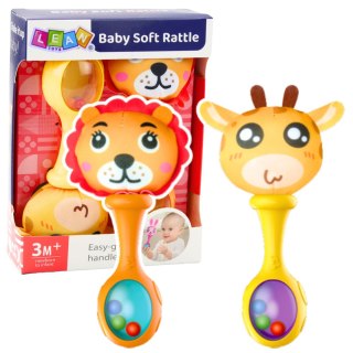 Zestaw Grzechotki Z Miękką Piłeczką Wzorki Żyrafa Lew 2szt LEAN Toys