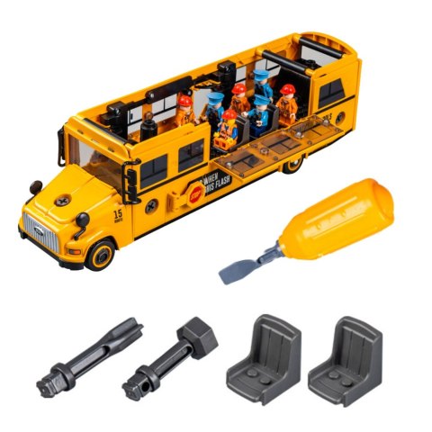 Autobus Szkolny Do Skręcania Zestaw Majsterkowicza Żółty 48 el. LEAN Toys