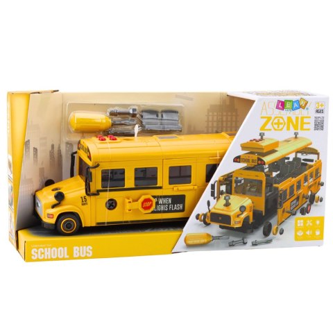Autobus Szkolny Do Skręcania Zestaw Majsterkowicza Żółty 48 el. LEAN Toys