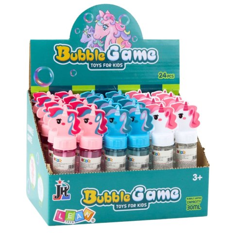 Bańki Mydlane Jednorożec 3 Otwory Do Baniek Mix Kolorów 30ml LEAN TOYS
