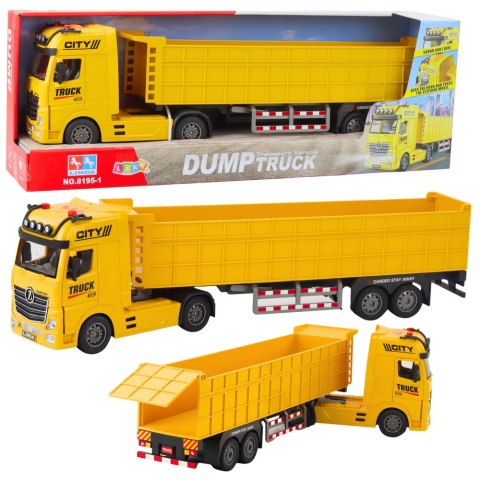 Ciężarówka Transportowa Podnoszona Naczepa Światła Dźwięki Żółta LEAN Toys