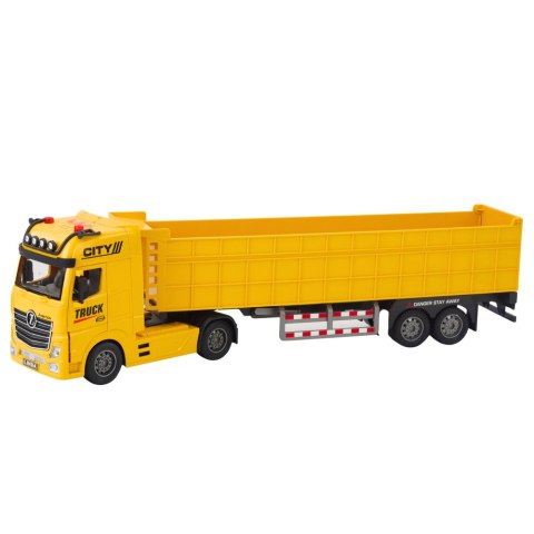 Ciężarówka Transportowa Podnoszona Naczepa Światła Dźwięki Żółta LEAN Toys