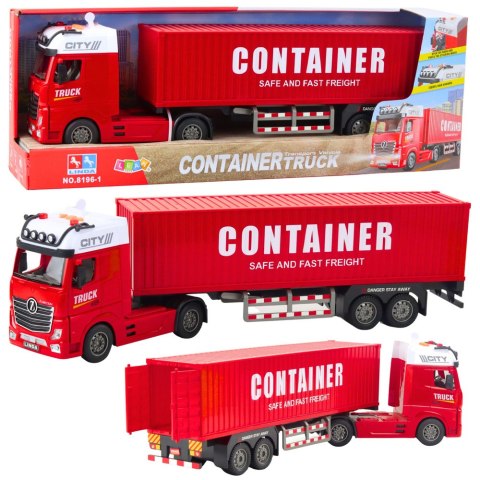 Ciężarówka Transportowa Z Kontenerem Światła Dźwięki Czerwona LEAN Toys