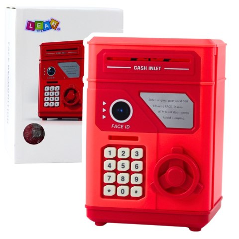 Elektroniczny Sejf Bankomat Skarbonka Na PIN Dla Dzieci Czerwony LEAN Toys