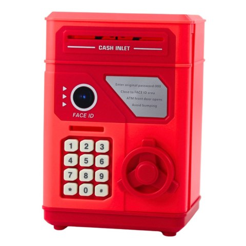Elektroniczny Sejf Bankomat Skarbonka Na PIN Dla Dzieci Czerwony LEAN Toys