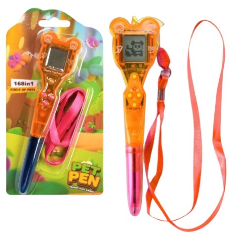Gra Elektroniczna Z Długopisem 168w1 Smycz Różowo-Pomarańczowa LEAN TOYS