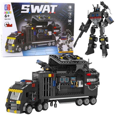 Klocki Konstrukcyjne 8w1 Pojazd SWAT Policja Robot 826 el. LEAN Toys