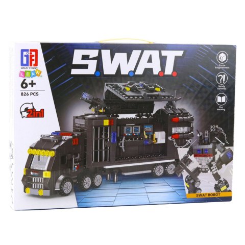 Klocki Konstrukcyjne 8w1 Pojazd SWAT Policja Robot 826 el. LEAN Toys