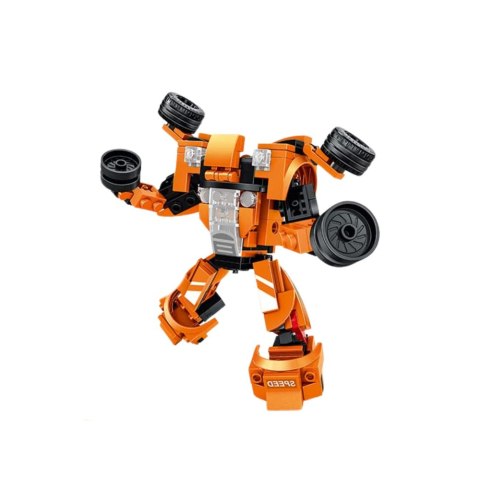 Klocki Konstrukcyjne Auto Robot 2w1 Pomarańczowy Napęd 354 el. LEAN Toys