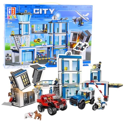 Klocki Konstrukcyjne Baza Policyjna Pojazdy Radiowozy Policja 4w1 807 el. LEAN Toys