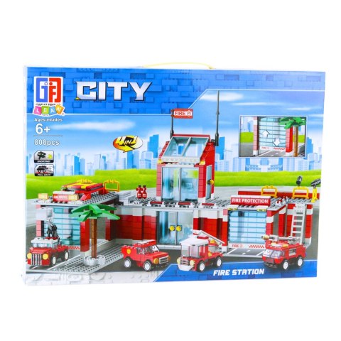 Klocki Konstrukcyjne Baza Strażacka Pojazdy Straż Pożarna 4w1 808 el. LEAN Toys
