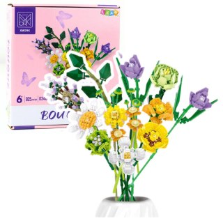 Klocki Konstrukcyjne Dekoracyjny Bukiet Kwiaty Kolorowe 925 el. LEAN Toys