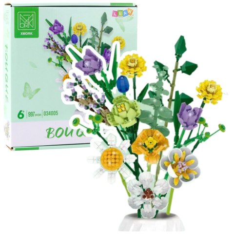 Klocki Konstrukcyjne Dekoracyjny Bukiet Kwiaty Kolorowe 997 el. LEAN Toys