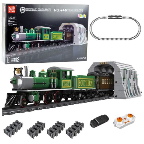 Klocki Konstrukcyjne Pociąg Parowy Zdalnie Sterowany RC Zielony 1212 el. LEAN Toys