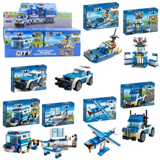 Klocki Konstrukcyjne Policja Helikopter Pojazdy Budynki 98-118 el. Mix LEAN Toys