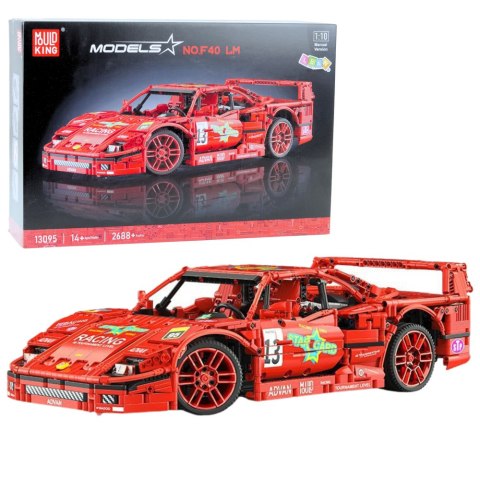 Klocki Konstrukcyjne Samochód Sportowy Wyścigowy Czerwony 1:10 2688 el. LEAN Toys