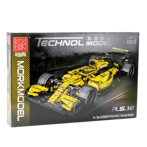 Klocki Konstrukcyjne Samochód Wyścigowy R.S.18 Żółty 1:10 1093 el. LEAN Toys