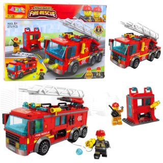 Klocki Konstrukcyjne Wóz Straży Pożarnej Z Drabiną 275 el. LEAN Toys