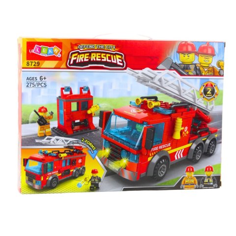 Klocki Konstrukcyjne Wóz Straży Pożarnej Z Drabiną 275 el. LEAN Toys
