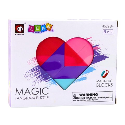 Klocki Magnetyczne Tangram Układanka Serce Naklejki 8 el. LEAN Toys