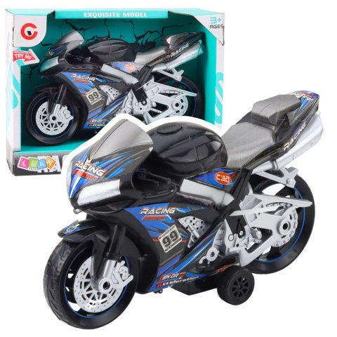 Motor Wyścigowy Ścigacz Napęd Światła Dźwięki Czarno-Niebieski LEAN Toys
