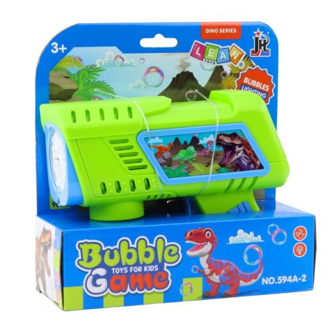 Pistolet Na Bańki Mydlane Dioda LED Zielony Dinozaury LEAN Toys