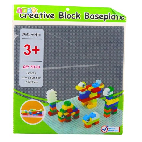 Płyta Plansza Konstrukcyjna Do Klocków Budowania Szara 25,5x25,5 cm LEAN TOYS