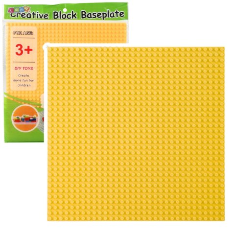 Płyta Plansza Konstrukcyjna Do Klocków Budowania Żółta 25,5x25,5 cm LEAN TOYS