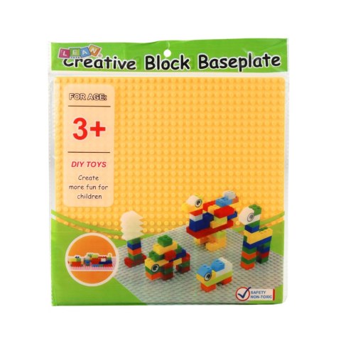Płyta Plansza Konstrukcyjna Do Klocków Budowania Żółta 25,5x25,5 cm LEAN TOYS